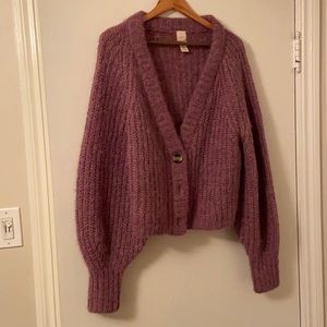 Alpaca balloon sleeve cardigan
